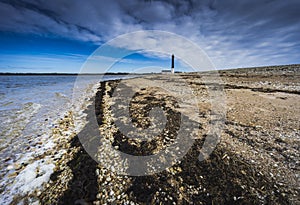 Pebble beach at the Sorve Lighthouse in Saaremma, Estonia