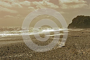 Pebble beach of Tauparikaka Marine Reserve, Haast, New Zealand