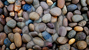 Pebble beach texture. High resolution photo. colorful small pebble, stone backgrounds. texture of beach with coarse sand.