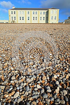 Pebble beach in town of Seaton