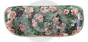 Pebble of Eclogite stone isolated photo