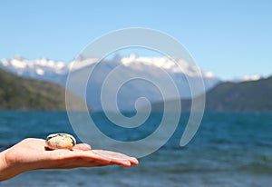 Pebble in the hand photo