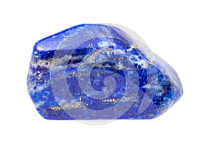 Pebble of Lapis lazuli Lazurite gem isolated photo