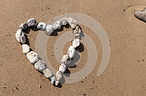 Pebble Love Heart On Sandy Beach