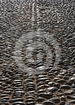 Pebble pavement of ancient Rhodes of Greece.