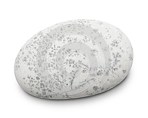 Pebble. Smooth gray sea stone isolated on white background with shadows, clipping path  for isolation without shadows on white.