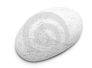 Pebble. Smooth gray sea stone isolated on white background with shadows, clipping path  for isolation without shadows on white.