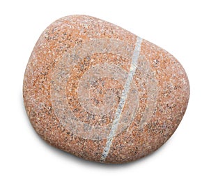 Pebble. Smooth red sea stone isolated on white background with shadows clipping path for isolation without shadows on white