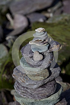 Pebble Stone Cairn And Colorful Rocks