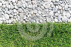Pebble stone and green grass