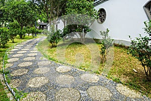 Pebble stone path