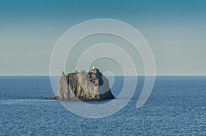 Pebble strombolicchio in front of stromboli island