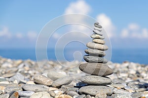 Pebble tower balance harmony stones arrangement