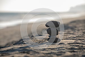 Pebble tower at the beach