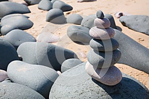 Pebble tower on the beach