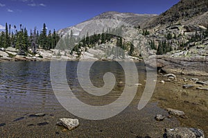 Pebbled shore of Castle Lake