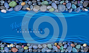 Pebbles on the banks of a river. Vector background