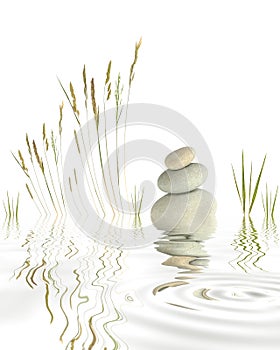 Pebbles, Grasses and Bamboo