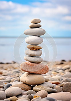 Pebbles pyramid on the beach
