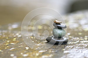 Pebbles on seashore in autumn