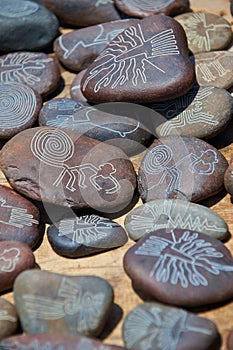 Pebbles souvenirs with Nazca lines