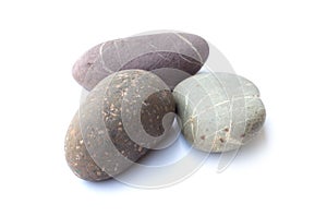 Pebbles stone, heap of stones isolated on white background, sea pebble