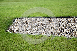 Pebblestones and green grass