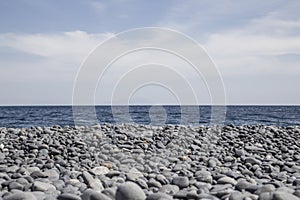 Pebbly beach in Chios Island, Greece