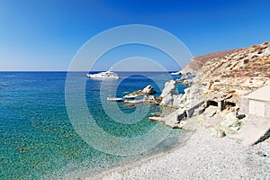 The pebbly beach Galyfos in Folegandros, Greece