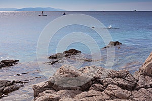 Pebbly Beach in Rabac, Istria region , Croatia