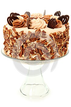 Pecan Caramel Chocolate Cake Decorated