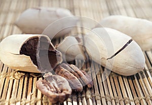 Pecan (Carya illinoinensis) nuts, shells