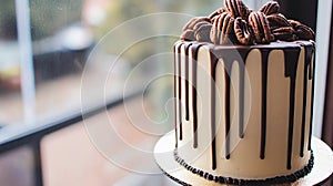 Pecan Chocolate Drip Cake Bakery Window Display