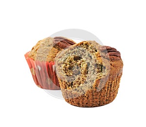 Pecan nut muffin isolated