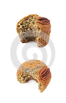 Pecan nut muffin isolated