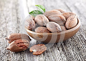 Pecan nuts in closeup