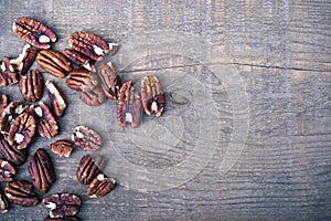 Pecan Nuts on Wood