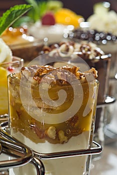Pecan pie dessert in a shot glass