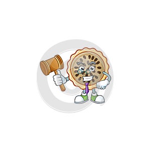 Pecan pie mascot with judge on white background