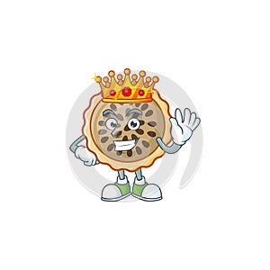 Pecan pie mascot with king on white background