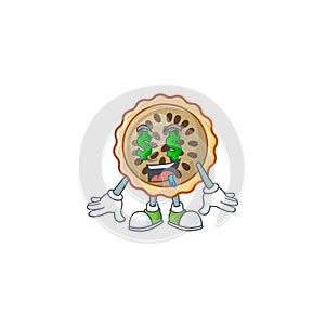 Pecan pie mascot with money eye on white background