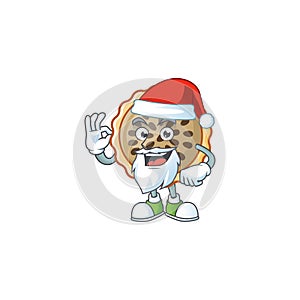 Pecan pie mascot with santa claus on white background