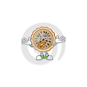 Pecan pie mascot with silent on white background