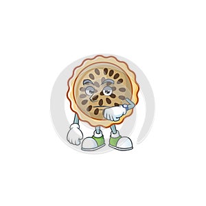Pecan pie mascot with waiting on white background