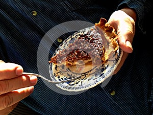 Pecan pie on plate