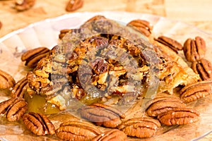 Pecan Pie Slice Closeup