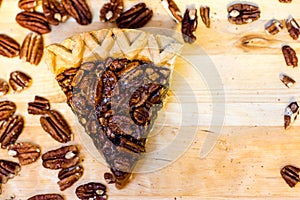 Pecan Pie Slice and Pecans