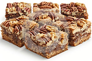 Pecan-topped brownies with rich chocolate flavor, perfect for dessert lovers, crunchy and fudgy texture, homemade goodness, ind photo