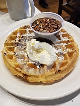 Pecan waffle and Butter