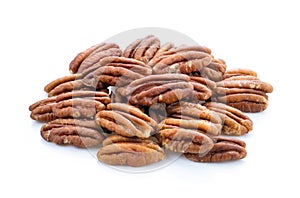 Pecans on a white background
